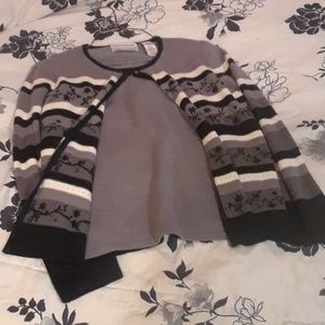 Alfred Dunner Black/white/Gray Cardigan